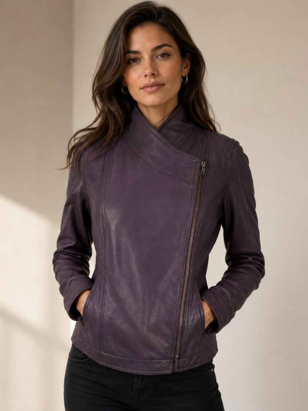 NEW J Jill Asymmetrical Moto Leather Jacket Size Small Petite